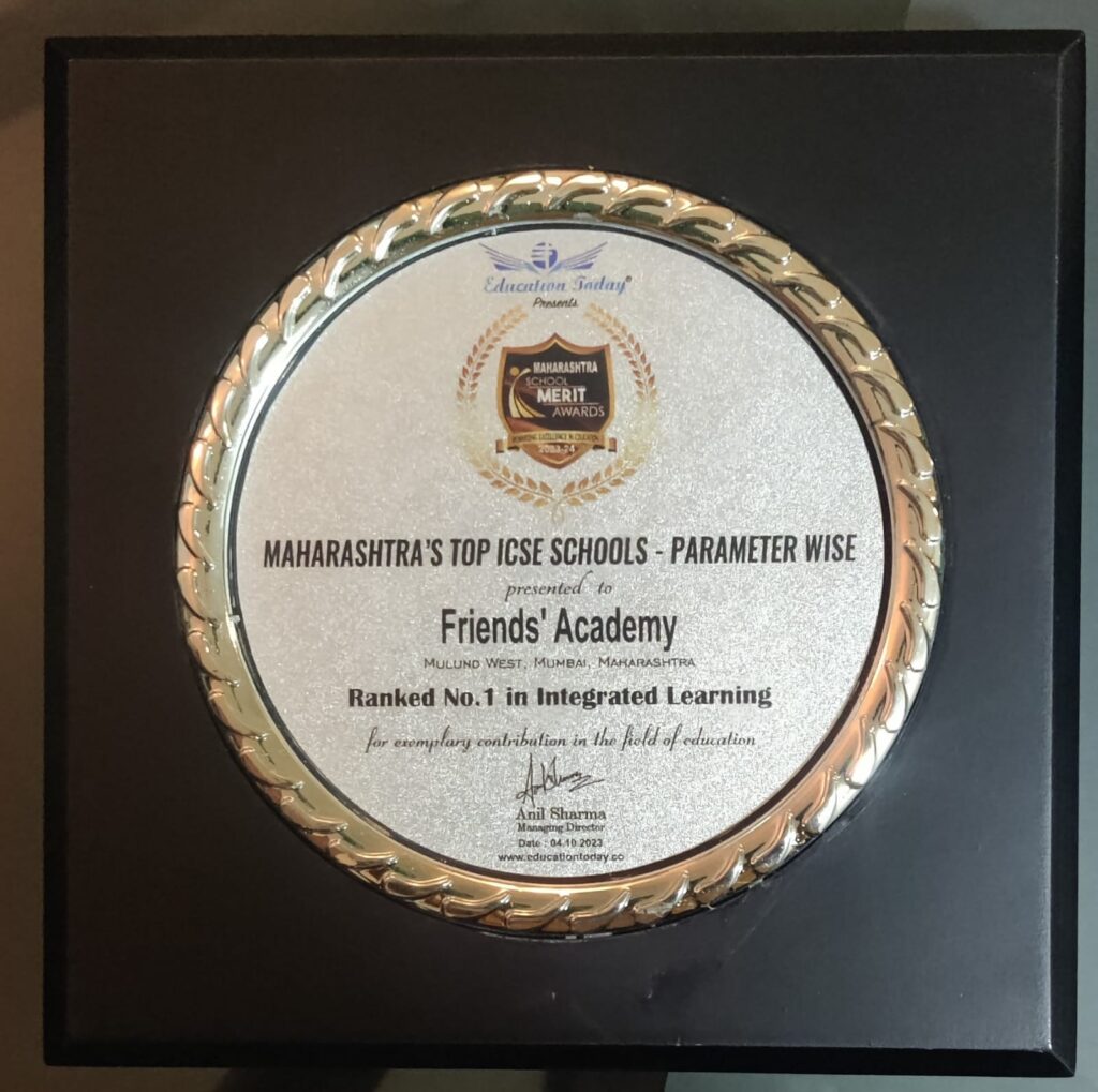 No. 1 in Integrated Learning at Maharashtra's Top ICSE School Merit Awards, 2023 , by Education Today!