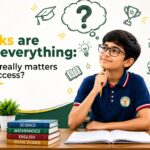 Student with the question "Do Marks Really Matter?" and the answer "Success Is More Than Just Grades.