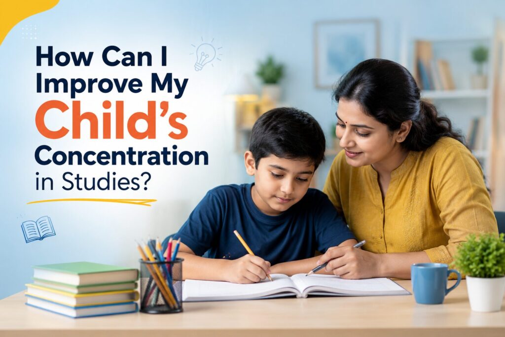 Parent supporting child's concentration and study habits at home