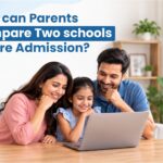 Parents comparing two schools before admission with their child