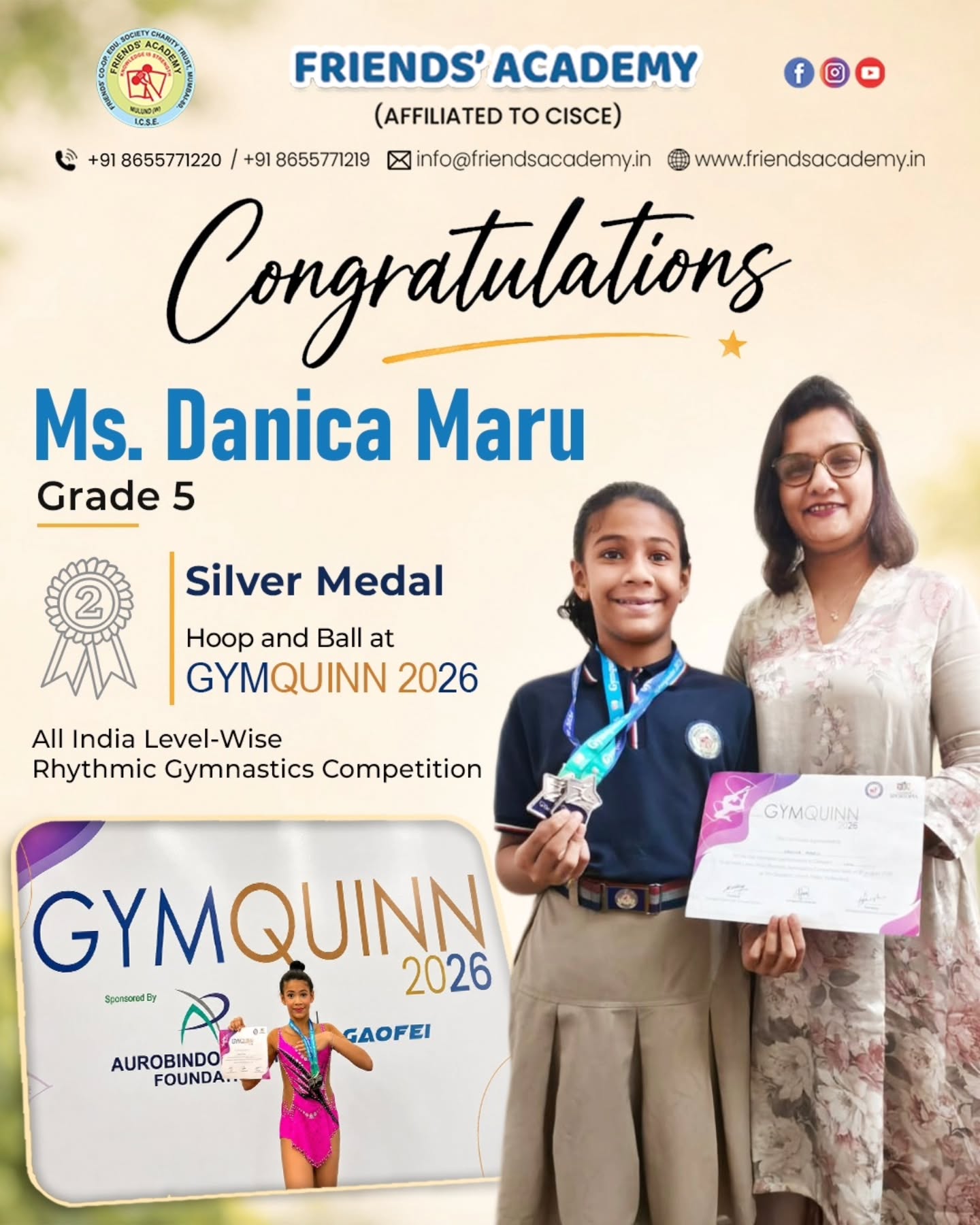 Danica Maru celebrating her silver medal achievement